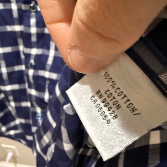 Navy check bugatchi uomo 100% cotton button down see measurements xl - Picture 4 of 11